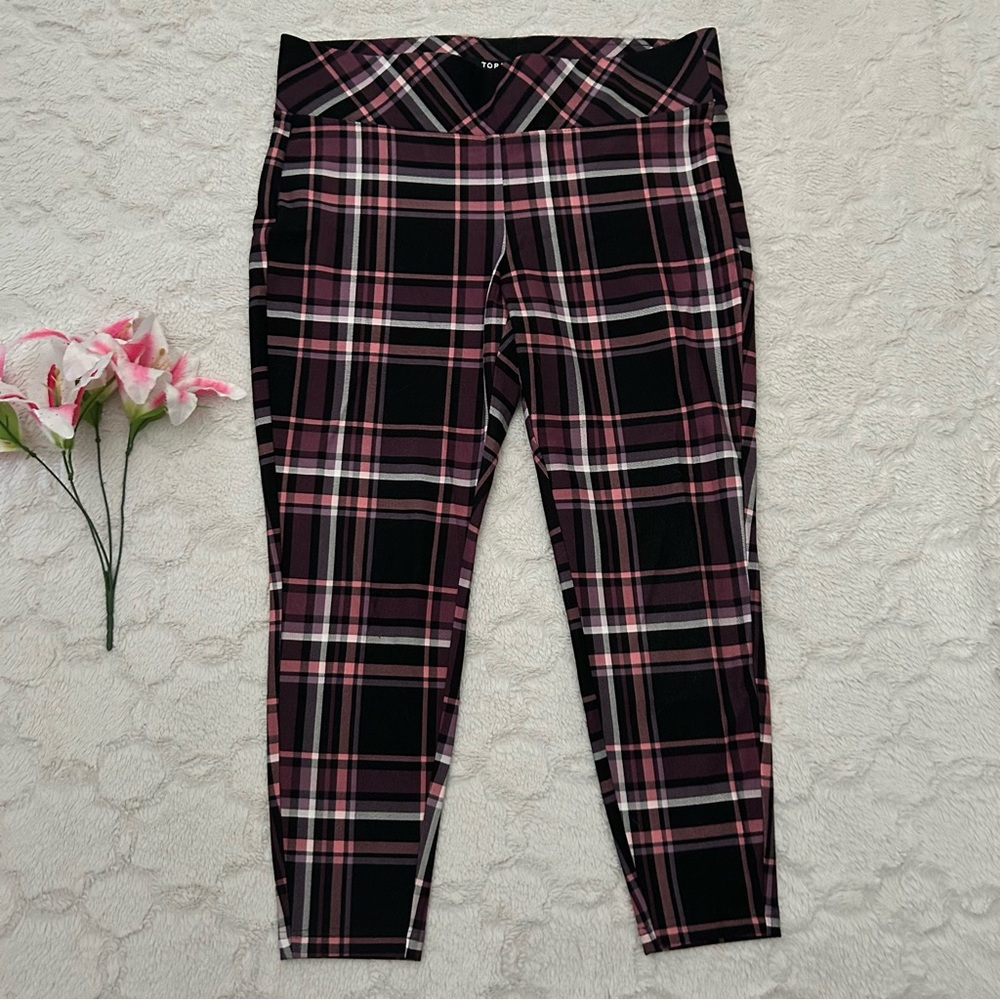 Torrid - Pixie Pink & Black Plaid Slim Pants Leggings 2R